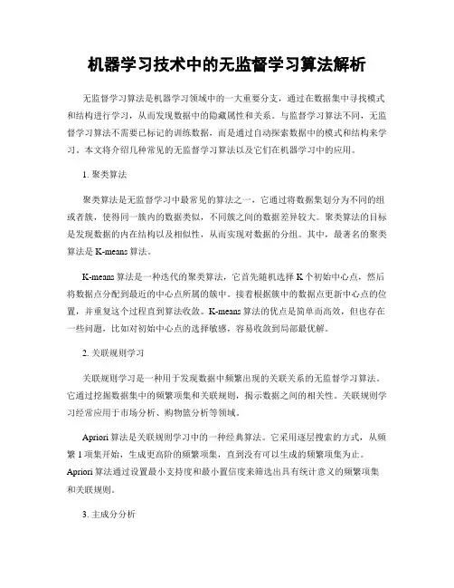 机器学习技术中的无监督学习算法解析