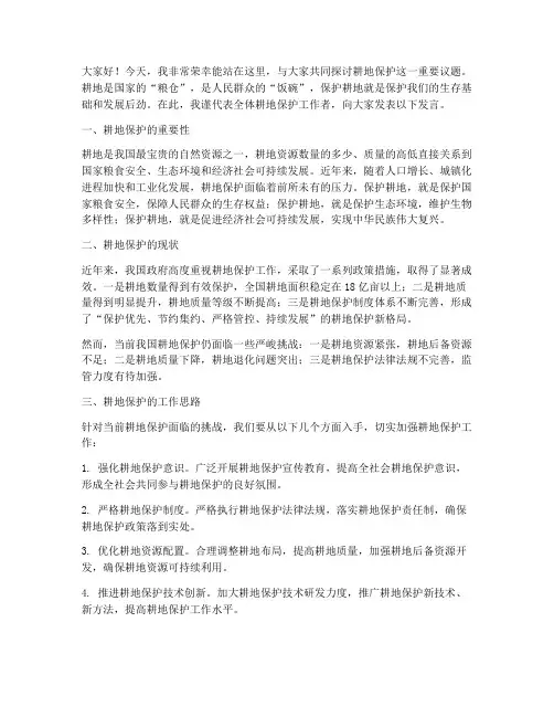 耕地保护先进发言稿范文