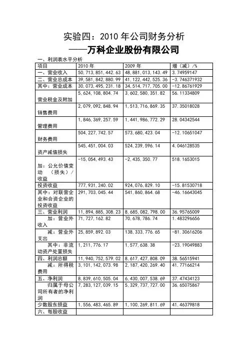 万科财务分析