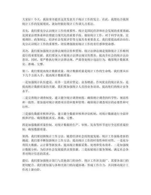 领导统计工作发言稿
