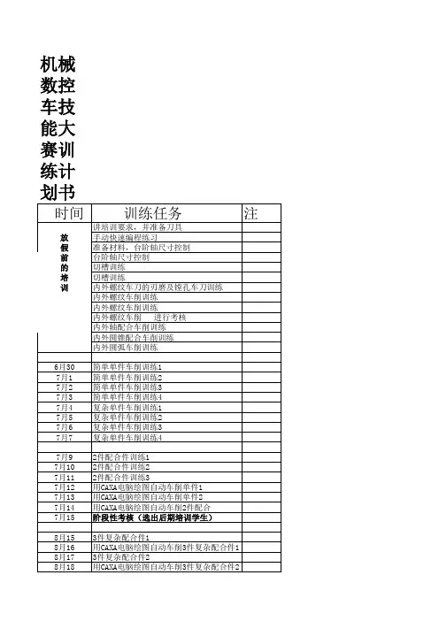 数控  技能大赛训练计划书(晏明)