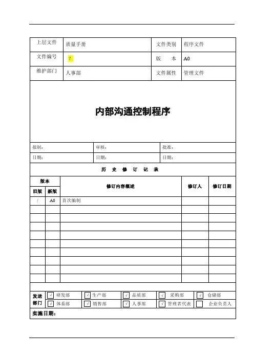 内部沟通控制程序