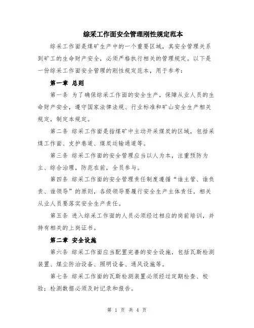 综采工作面安全管理刚性规定范本