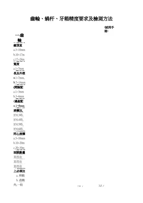 齿轮精度要求