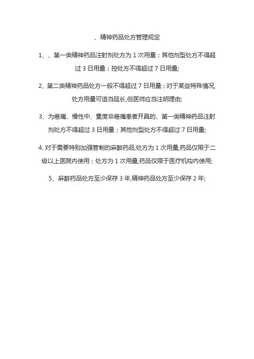 精神药品处方管理规定