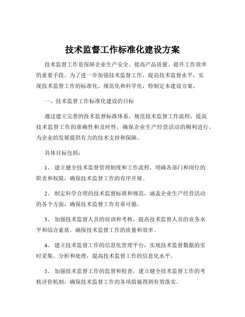 技术监督工作标准化建设方案