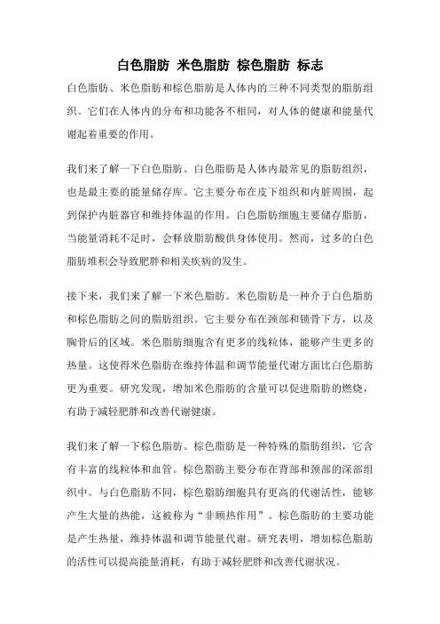 白色脂肪 米色脂肪 棕色脂肪 标志