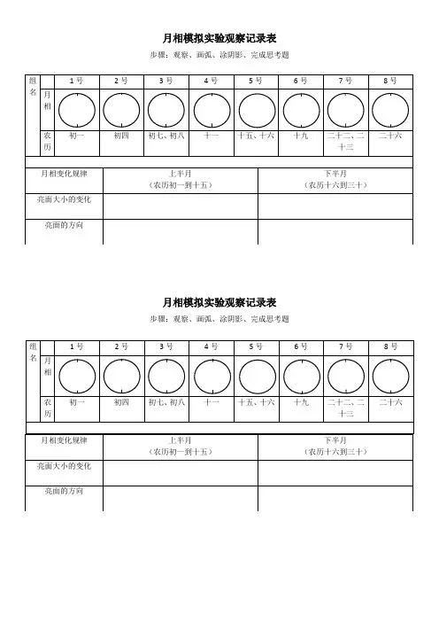 《月相变化》记录单