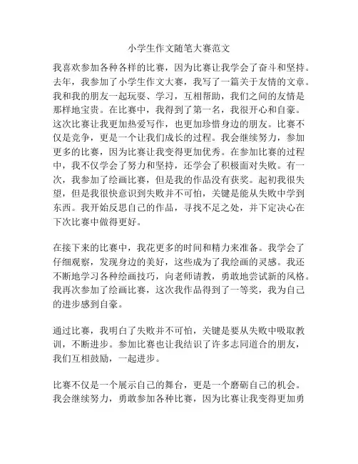 小学生作文随笔大赛范文