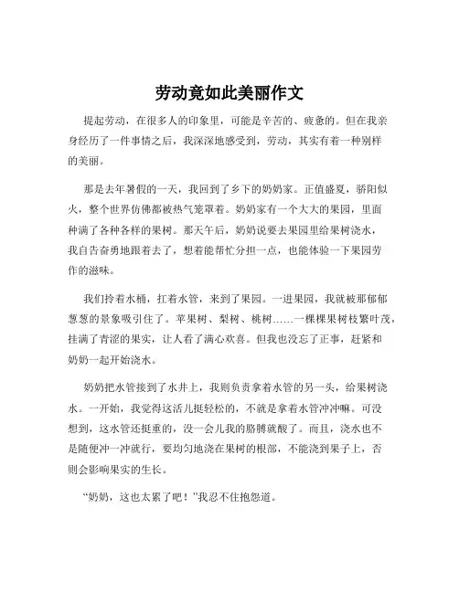 劳动竟如此美丽作文