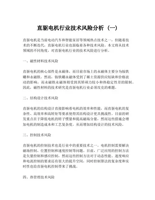 直驱电机行业技术风险分析 (一)