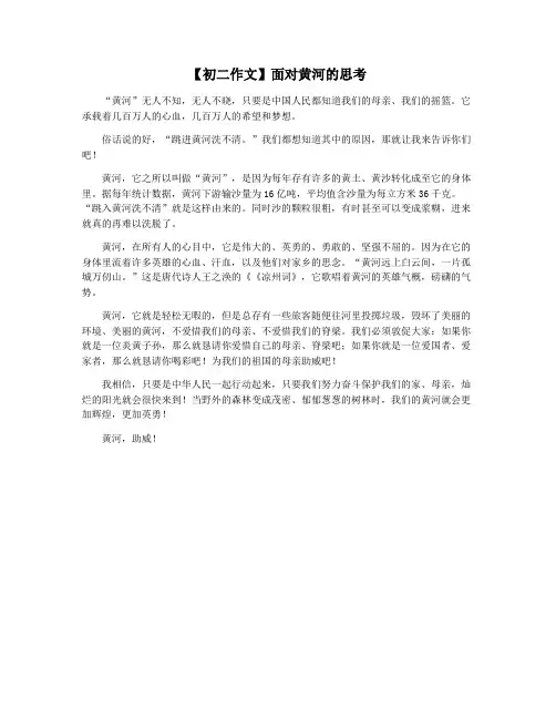 【初二作文】面对黄河的思考