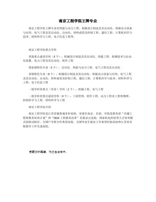 南京工程学院王牌专业