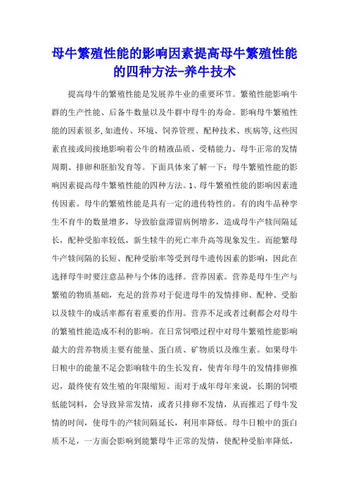 母牛繁殖性能的影响因素 提高母牛繁殖性能的四种方法 - 养牛技术