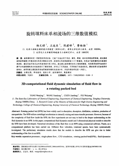 旋转填料床单相流场的三维数值模拟