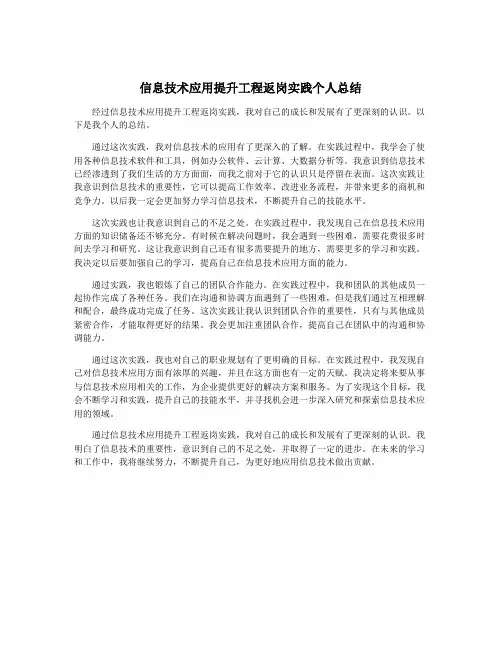 信息技术应用提升工程返岗实践个人总结
