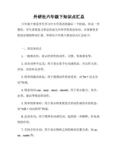 外研社六年级下知识点汇总