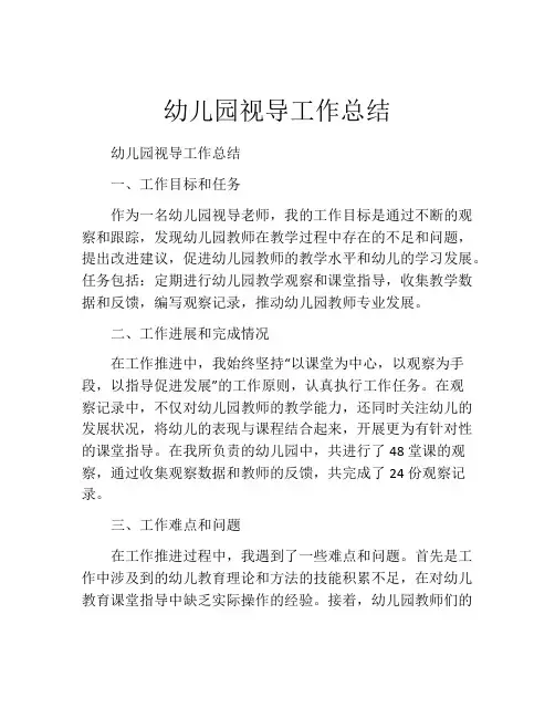 幼儿园视导工作总结
