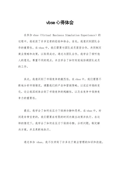vbse心得体会