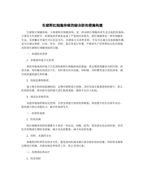 生猪附红细胞体病的综合防治措施构建