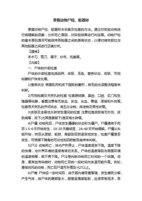 掌握动物尸检、脏器标