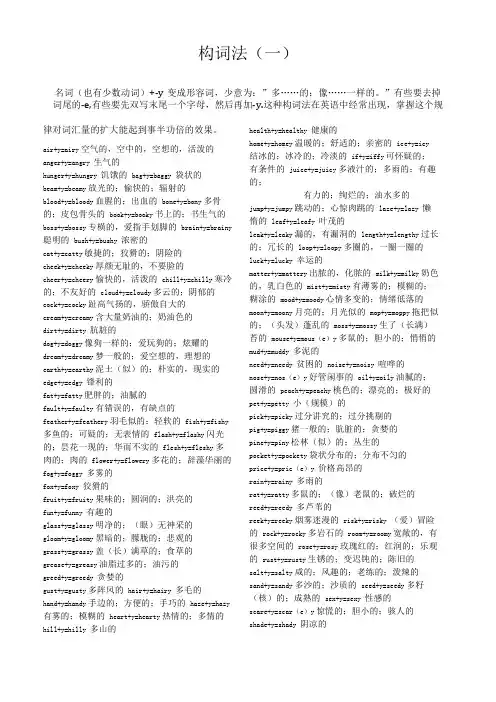 2019年高中英语构词法归纳整理