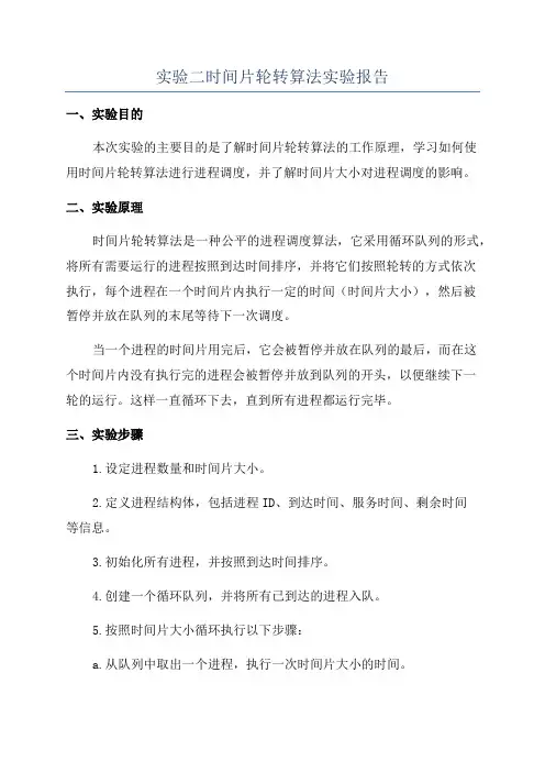 实验二时间片轮转算法实验报告