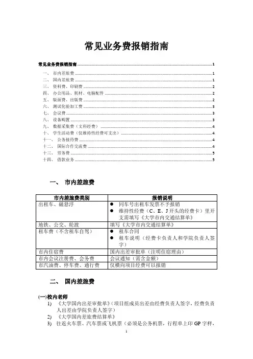 2023新版常见业务费报销指南(文字版)