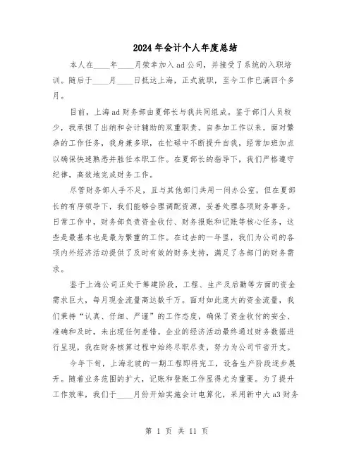 2024年会计个人年度总结（7篇）