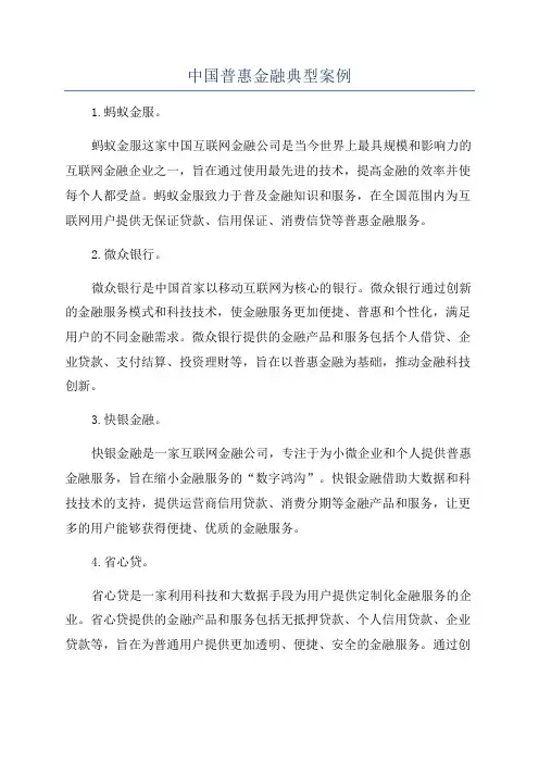 中国普惠金融典型案例