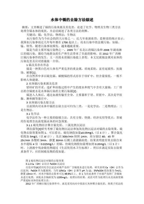 水体中镉的去除方法综述