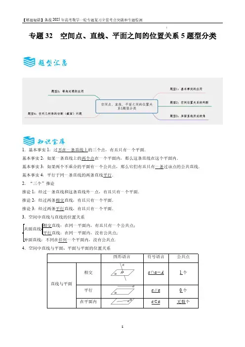 空间点、直线、平面之间的位置关系5题型分类-备战2025年高考数学一轮专题复习全套考点突破和专题检测