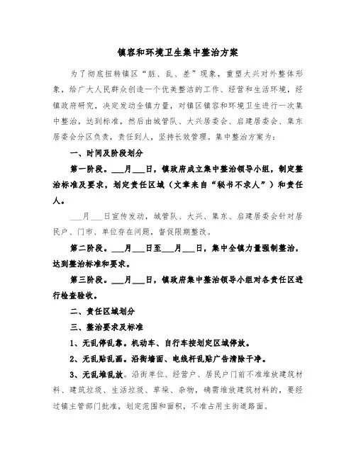 镇容和环境卫生集中整治方案（二篇）