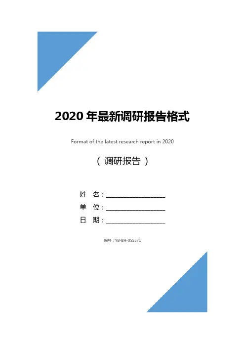 2020年最新调研报告格式