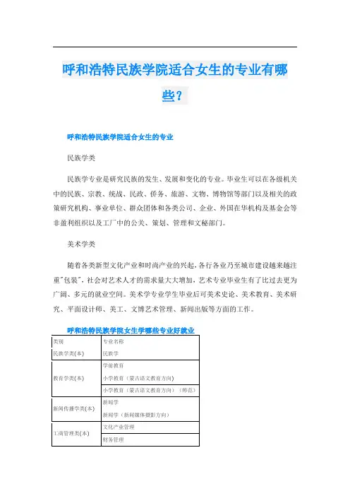 呼和浩特民族学院适合女生的专业有哪些？