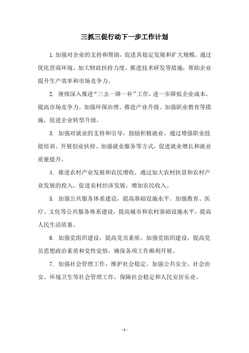 三抓三促行动下一步工作计划