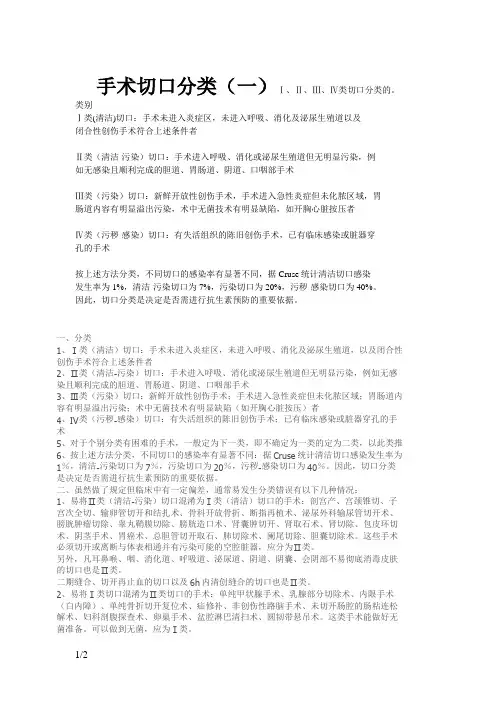 手术切口类型