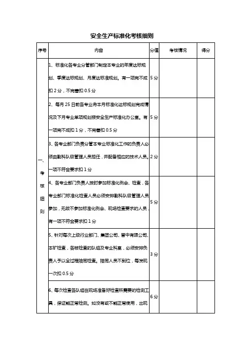 安全生产标准化考核细则