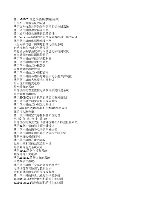 毕设选题参考