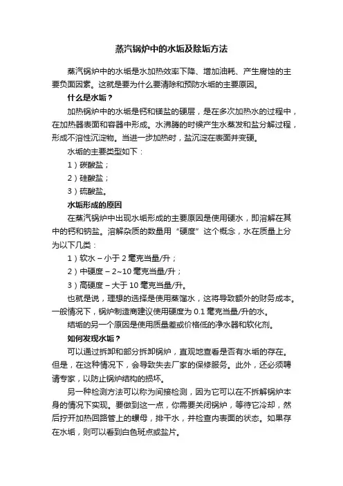蒸汽锅炉中的水垢及除垢方法