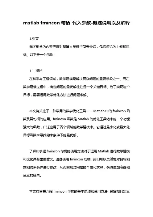 matlab fmincon句柄 代入参数-概述说明以及解释