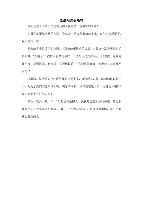 党是阳光我是花_小学作文_2