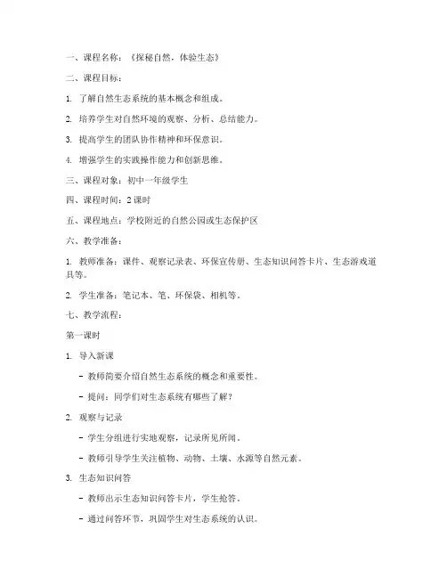 研学导师备课教案模板范文