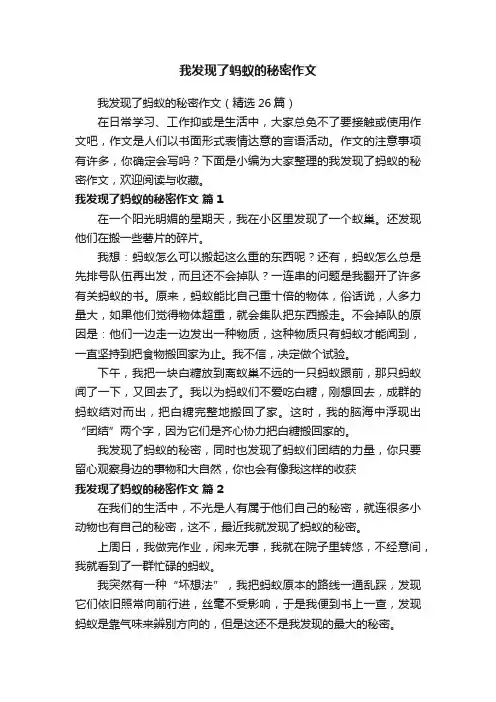 我发现了蚂蚁的秘密作文（精选26篇）