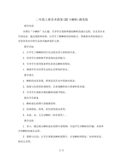二年级上册美术教案-10 小蝌蚪-湘美版