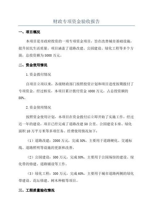 财政专项资金验收报告