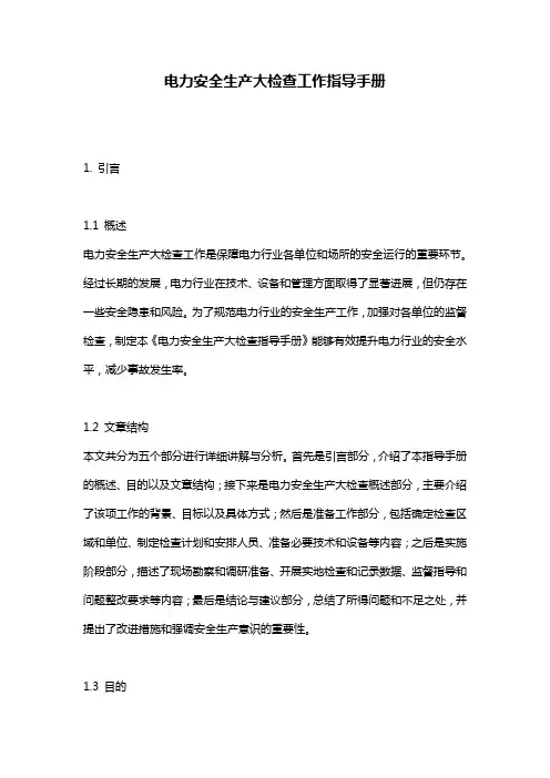 电力安全生产大检查工作指导手册