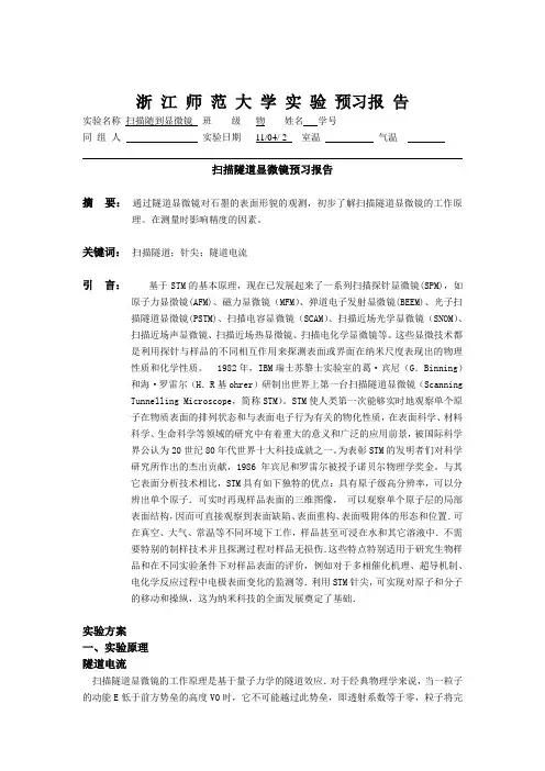 扫描隧道显微镜实验报告