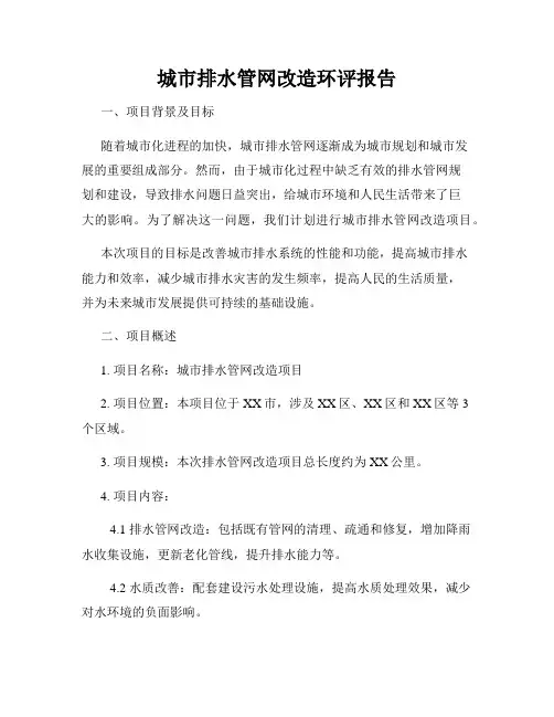 城市排水管网改造环评报告