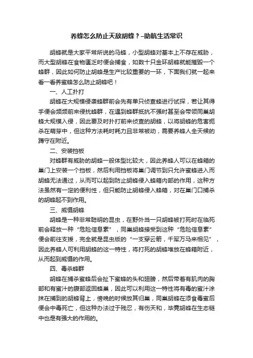 养蜂怎么防止天敌胡蜂？–助航生活常识